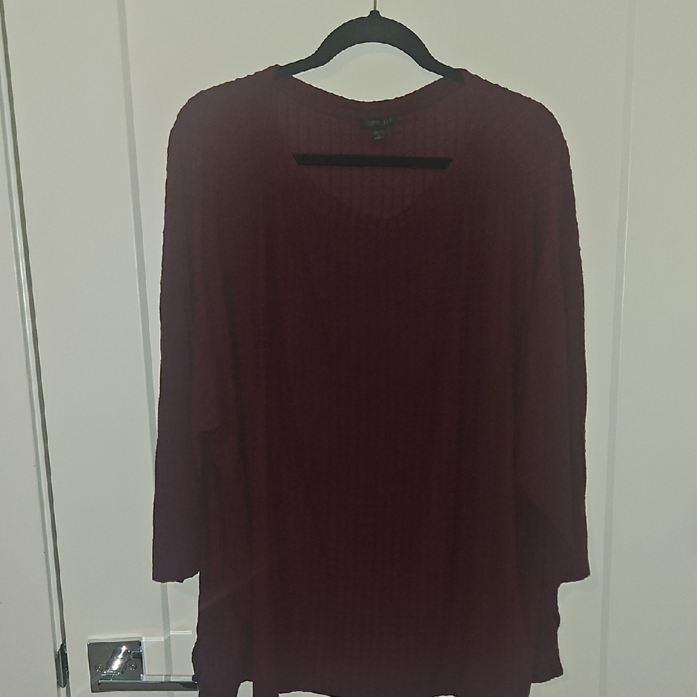 J. Jill Women's Long Sleeve Tee - Burgundy